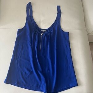 Express- Royal Blue Crop Top Gold Zip Ribbon Spaghetti Straps XS